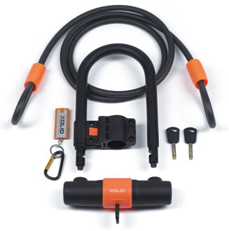 Xolid fiets- of scooterslot - 18 x 24 cm - zwart - beugelslot - met extra kabel - bromfiets slot