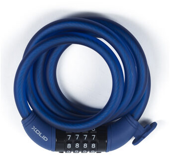 Xolid kabel fietsslot met cijferslot - 120 cm - donkerblauw - kabelslot fiets/scooter - scooterslot