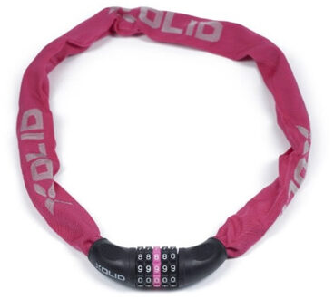 Xolid ketting fietsslot met cijferslot - 90 cm - fuchsia roze - kettingslot fiets - 5-cijfers