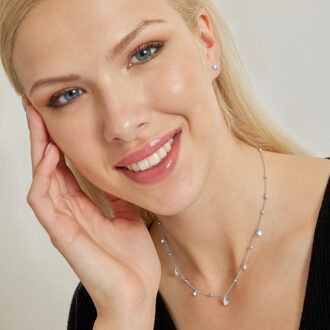 Xonio Oorbellen, Rhodium Plated, met Briljant Zirkonia Wit