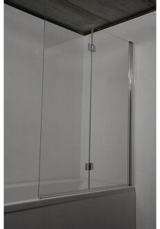 Xower 2 delige badwand - 120x150cm - helder veiligheidsglas - 6mm - aluminium chroom profiel - omkeerbaar