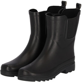 XQ Dames Regenlaarzen Rubber Plain Chelsea Zwart-42 - 42