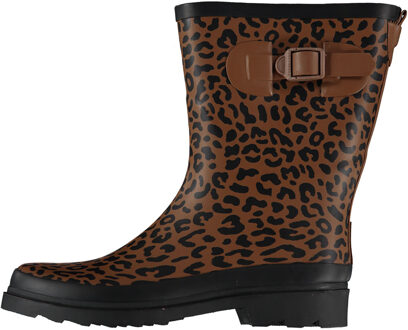 XQ Dames Rubberen Regenlaarzen met Riem Panter Print-37 - 37