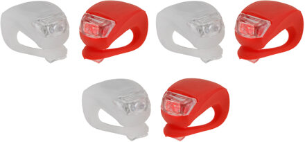 Xqmax LED fietsverlichting/fietslampjes - 6x stuks - voor en achterlicht