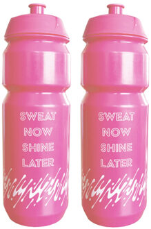 Xqmax Waterfles / drinkfles / sportfles - 2x - roze - 750 ml - kunststof