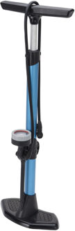 Xqmax Zwart/blauwe fietsbandenpomp staand met drukmeter 67 cm - Fietspompen