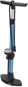 Xqmax Zwart/blauwe fietsbandenpomp staand met drukmeter 67 cm - Fietspompen