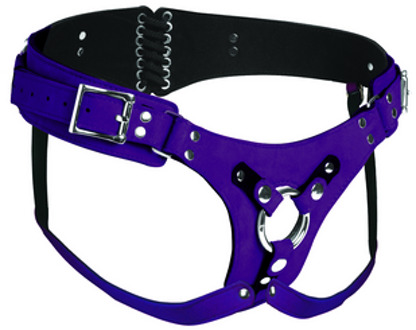 XR Brands Bodice Deluxe - Leather Corset Harness - Purple