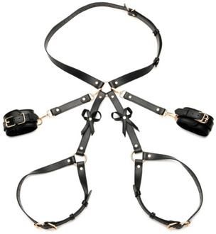 XR Brands Bondage Harness with Bows - M/L - Black