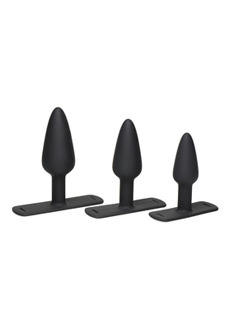 XR Brands Bum-Tastic - Trainer Set Silicone 3 Piece Anal Plug Set with Harness