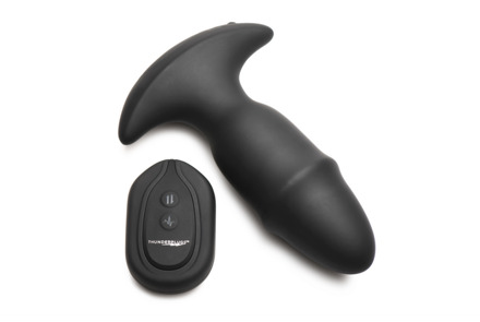 XR Brands Butt Slider - Sliding Ring Silicone Missile Plug - Black