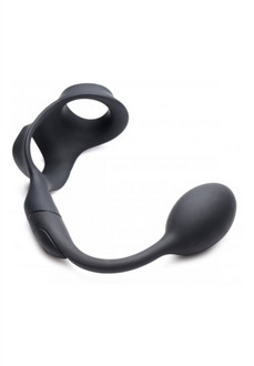 XR Brands Cock and Ball Ring + Plug with 10 Speeds
