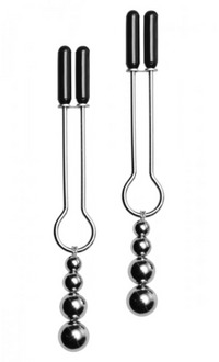 XR Brands Decorative Nipple Clamp Set with Triple Beads