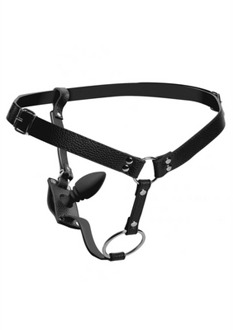XR Brands Men's Harness with Silicone Butt Plug