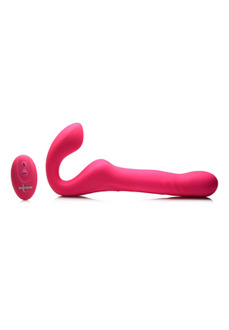 XR Brands Mighty-Thrust - Thrusting and Vibrating Strapless Strap-On with Remote Control