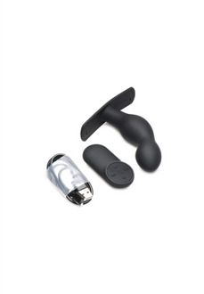 XR Brands P-Spot Plugger - Silicone Prostate Plug with Harness and Remote Control