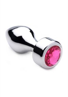 XR Brands Pink Gemstone - Weighted Base Aluminum Plug - Medium