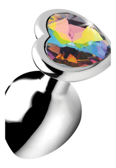XR Brands Rainbow Prism - Heart Butt Plug - Medium