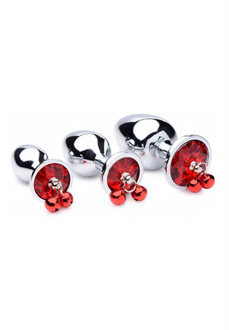 XR Brands Red Gem - Butt Plug Set with Bells