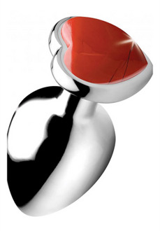 XR Brands Red Jasper Heart - Butt Plug - Large