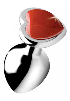 XR Brands Red Jasper Heart - Butt Plug - Medium