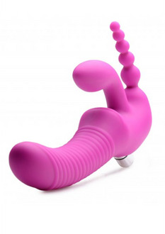XR Brands Regal Rider - Triple Vibrating Silicone Strapless Strap-On