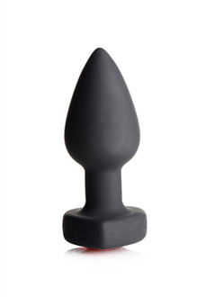 XR Brands Silicone Vibrating Red Heart - Butt Plug with Remote Control - Small