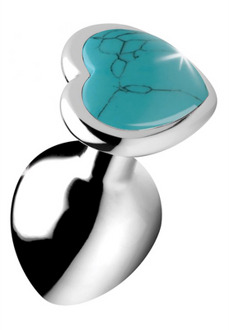 XR Brands Turquoise Heart - Butt Plug - Medium