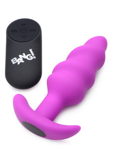 XR Brands Vibrating Silicone Swirl Butt Plug with Remote Control