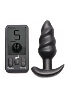 XR Brands Vibrating Silicone Swirl Plug with Remote Control and 25 Speeds