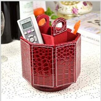 XRHYY PU Leer Draaibare Afstandsbediening Houder Opslag Container Voor Remote Telefoon Brillen Organisator Pen Potlood Showcase Doos rood