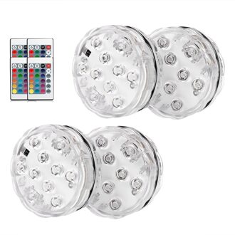 Xryl 16 Kleur Outdoor Lamp Dompelpomp Licht Rgb Onderwater Lamp Afstandsbediening Waterdichte Licht Voor Zwembad Tuin Party 4stk