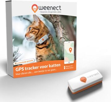 XS - GPS Tracker Kat - Wit/Oranje - Plastic - 6x2,4x1,5 cm