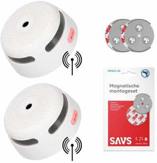 XS01-W Rookmelder 2-pack + SAVS® Montageset Wit