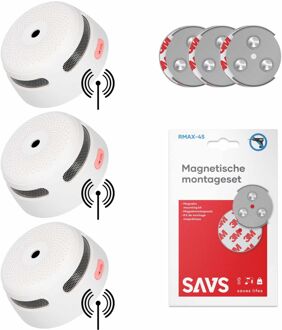 XS01-W Rookmelder 3-pack + SAVS® Montageset Wit