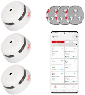 XS01-WX Rookmelder met RMAX-45 montageset - Slimme melder WiFi - 3-pack Wit