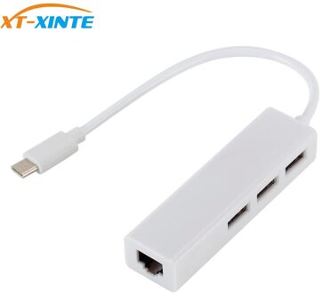 XT-XINTE USB3.1 Type-C Poort Naar Usb Hub & RJ45 100Mbps Ethernet Poort Adapter Kabel USB-C Om USB2.0 hub Bedraad Netwerk Voor Laptop Pc