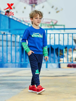 Xtep Boys Fashion O-neck Pullover Kids Casual Long Sleeves Loose Sweatshirt Children Letter Pattern Pullover New 681125209037