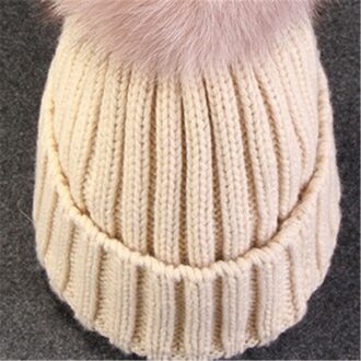 [Xthree] Houden warme winter hoed voor vrouwen meisje wollen muts gebreide mutsen cap dikke vrouwelijke cap Beige