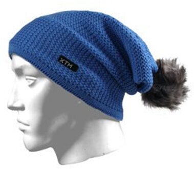 Xtm Blauwe Nordic muts met pompon - Winter muts - One size