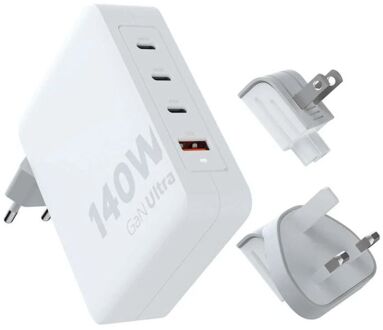 Xtorm GaN-Ultra Travel Charger 140W USB-C USB-A Oplader Wit