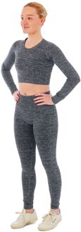 Xtreme Sportswear Dames Sportset - Sportlegging + Sport Croptop - Antraciet Melange-L - L