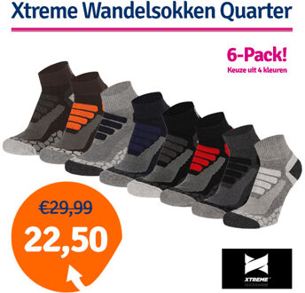 Xtreme Wandelsokken Quarter 6-pack Multi Black-45/47 - 45/47