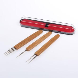 Xtrend 3 stks/partij Houten Haak Gevlochten Naald Gebruik Voor Hair Extensions Tools Pruik Haak Naald Threader Breien Haak Naald 0.5mm