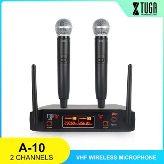 Xtuga Audio A-10 2 Kanaals Draadloze Microfoon Systeem Vhf Draadloze Karaoke Microfoon Systeem 2 Microfoon Gebruik Voor Familie Partij, kerk