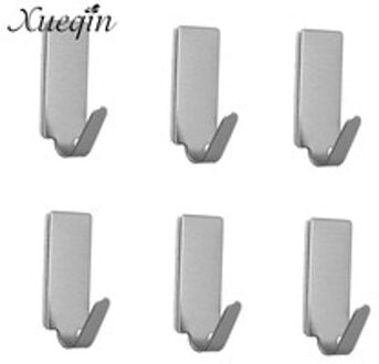 Xueqin 6 stks Adhesive Rvs Handdoekhouders Familie Gewaad Opknoping Haken Hoeden Tas Sleutel Muur Hanger Badkamer Viscose Gewaad haken