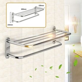 Xueqin 60 Cm Rvs Chrome Gepolijst Badkamer Wall Mounted Handdoek Rail Houder Plank Opbergrek Dubbele Handdoek Rails Bar