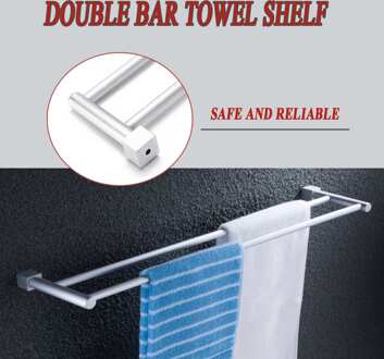 Xueqin Badkamer Dubbele Handdoekhouder Rack 2 Bar Ruimte Aluminium Hanger Wandmontage Handdoek Plank Bad Rails Bars Houder 58x12 cm