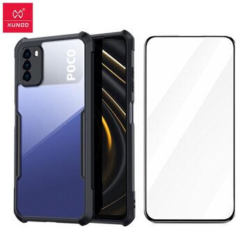 Xundd Bescherming Case Voor Poco M3 Case-Met Airbag Technologie, Camera & Screen Protector, Telefoon Case zwart
