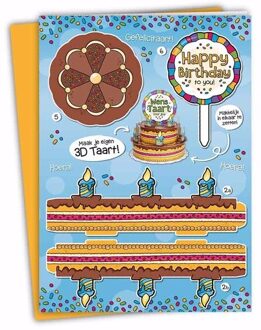 XXL 3D taart kaart Happy Birthday to you Multi